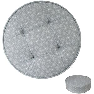 [R2412] - Pouf rond  Boho  gris - 50x16 cm