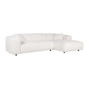 Unique Grand canapé d'angle Droit en Tissu Bouclette Blanc POGNI de Maison Céphy - Publicité