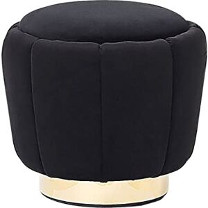 Beliani Pouf Décoratif Glamour avec Base Dorée en Velours Noir Irving - Publicité