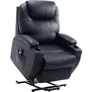 HOMCOM Fauteuil releveur électrique Fauteuil de Relaxation inclinable Repose-Pied relevable Grand Confort télécommande revêtement synthétique Noir - Publicité