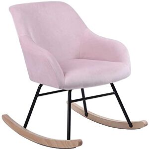 BAKAJI Fauteuil à bascule Relax Casa Revêtement en tissu Structure Bois Rembourré Pieds en Métal Base Dondonlante Bois Dimensions 60 x 78 x 78 cm Design moderne Scandinave (Rose) - Publicité