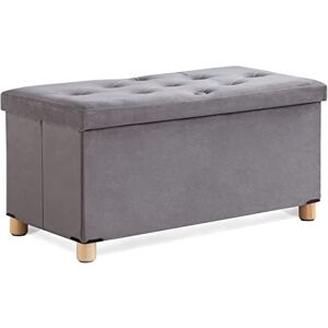 BRIAN & DANY Pouf Coffre de Rangement Boîte Tabouret Pliant Banc Pouf de Pliable, Matériau en Velours, 76 x 38 x 38 cm, Gris - Publicité