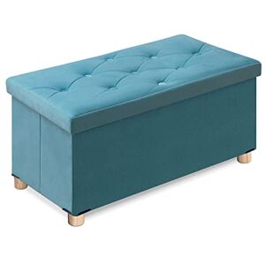 BRIAN & DANY Pouf Coffre de Rangement Boîte Tabouret Pliant Banc Pouf de Pliable, Matériau en Velours, 76 x 38 x 38 cm, Vert - Publicité