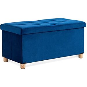 BRIAN & DANY Pouf Coffre de Rangement Boîte Tabouret Pliant Banc Pouf de Pliable, Matériau en Velours, 76 x 38 x 38 cm, Bleu - Publicité