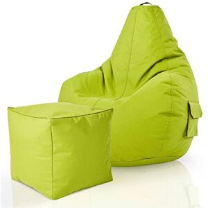 Green Bean © Set de 2: Pouf + Tabourets remplis Robustes lavables résistants à la saleté Enfants & Adultes Bean Bag Coussin de Sol Lounge Chaise Fauteuil Relax Gamer Siège de Gaming Vert Pomme - Publicité