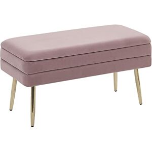 Beliani Banquette Design Bout de Lit en Velours Rose avec Pieds Obliques Dorés Meuble Déco Pratique pour Salon Chambre et Couloir Chic et Glamour - Publicité