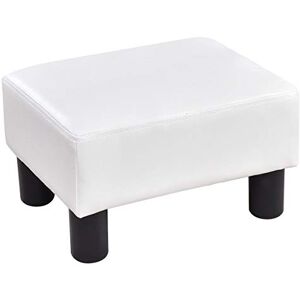 COSTWAY Tabouret Ottoman Pouf Repose-Pied Siège Rectangulaire Cuir PU 40 * 30 * 24cm (Blanc) - Publicité