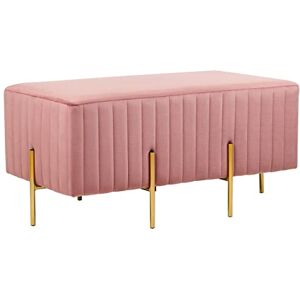 Beliani Banquette Intérieur Glamour avec Pieds Métal Dorés en Velours Rose Dayton - Publicité