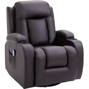 HOMCOM Fauteuil de Massage par Vibration électrique Chauffant 360° pivotant inclinable manuellement Repose-Pied télécommande ‎Marron - Publicité