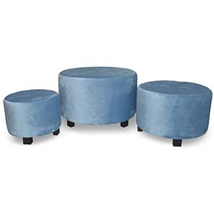 Menzzo Set Pouf, Velours, Bleu, 105 - Publicité