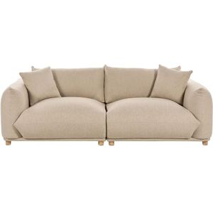 Beliani Canapé Moderne 3 Places en Tissu Rembourré avec Coussins en Tissu Beige Clair Luvos - Publicité