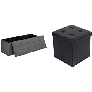 SONGMICS Banc avec Espace de Rangement, Capacité de Charge 300 kg, 120 L, 110 x 38 x 38 cm, Gris Foncé Tabouret Pouf Coffre Boîte de Rangement Repose-Pied Noir 38 x 38 x 38 cm LSF30B - Publicité