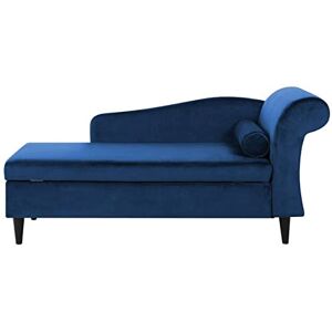 Beliani Chaise Longue Méridienne Côté Droit en Velours Bleu avec Rangement pour Salon au Style Vintage et Glamour - Publicité