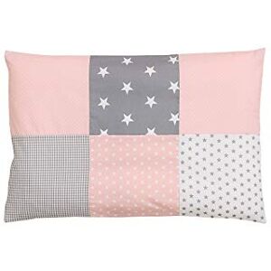 ULLENBOOM ® Housse de Coussin Patchwork 40x60 cm Gris Rose (Taie d’oreiller décoratif en coton, rectangulaire, Motifs étoiles, vichy & pois) - Publicité