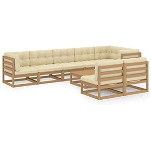 vidaXL Salon de Jardin 9 pcs avec Coussins Mobilier de Patio Mobilier de Jardin Ensemble de Meubles de Terrasse Meubles d'Extérieur Bois de Pin Massif - Publicité