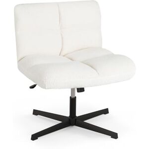 COSTWAY Fauteuil de Salon en Tissu Bouclette, Chaise Coiffeuse à Pieds Croisés Métal, Hauteur Réglable, pour Salon, Chambre, Bureau, Charge 150 kg, Beige - Publicité