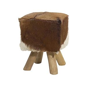 Beliani Tabouret en Peau de Chèvre et Bois Marron Clair Doux Durable et Stable Dalton - Publicité