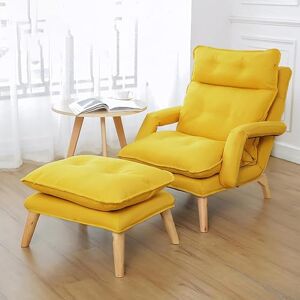 YATINMEM Chaise d'appoint en Tissu avec Repose-Pieds, chaises de Salon avec accoudoirs et Dossier réglables, Fauteuil inclinable Simple, Chaise Longue pour Salon, Chambre à Coucher, Jaune - Publicité