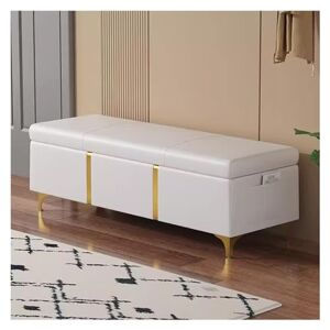 WIGSELBL Banc ottoman en similicuir avec rangement, banc de rangement rectangulaire extra long pour chambre à coucher et salon, tabouret de pied de lit avec pied en métal (couleur : blanc, taille : - Publicité