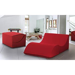 Talamo Italia Lit pliant Annabella, Pouf convertible en lit double, 100% Made in Italy, Pouf convertible en chaise longue en éco-cuir, Cm 100x200h70, Rouge - Publicité