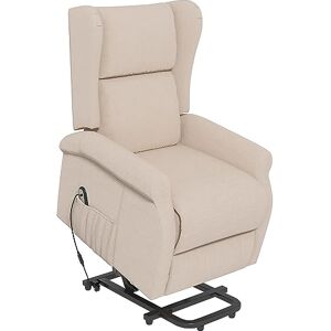 HOMCOM Fauteuil releveur inclinable avec Repose-Pied Fauteuil de Relaxation électrique Ajustable Lin Crème - Publicité