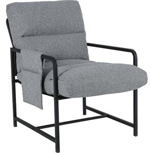 Mingone Fauteuil Salon en Tissu Lin Chaise de Loisirs Relax avec Accoudoirs Sac Rangement Fauteuil Lounge Confortable 1 Place pour Salon Chambre Bureau, Gris avec Poche - Publicité