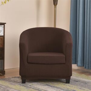 Highdi Housse de Fauteuil Cabriolet Chesterfield Extensible en Tissu Jacquard à Carreaux, Couverture de Fauteuil 2 Pieces Tub Chair Housse de Canapé avec Housse de Siège (Marron Foncé) - Publicité