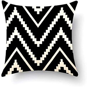 FEDBNET Housse de coussin en coton et lin Motif géométrique Noir et blanc 45 x 45 cm - Publicité