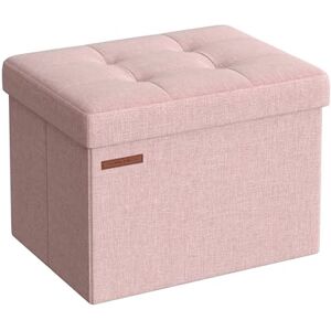 SONGMICS Banc de Rangement Pliable de 41 cm, Coffre de Rangement, Tabouret Repose-Pieds, Pouf de Chambre, Rose Bonbon LSF102R01 - Publicité