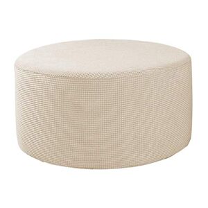 Baoblaze Rond de Repose-Pieds de Housses de Pouf des couvertures de Pouf de Stockage de Tissu Extensible, Machine de Housse de, Beige - Publicité