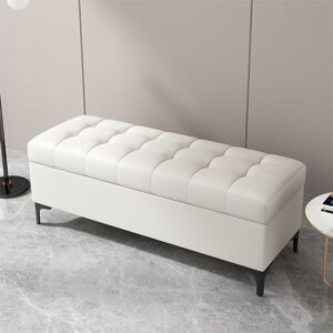 GiMLy Banc À Chaussures D'entrée Confortable, Bout De Lit De Luxe pour Chambre À Coucher, Bancs Ottomans Rembourrés en Simili Cuir avec Rangement, Pouf De Rangement Moderne pour Salon,Blanc,80x40x43cm - Publicité