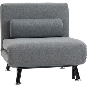 HOMCOM Fauteuil Convertible 3 en 1 chauffeuse lit 1 Place avec Coussin dim. 75L x 70l x 75H cm Gris - Publicité