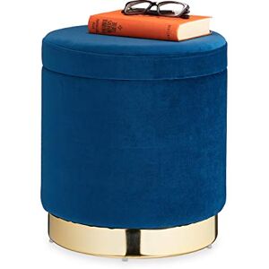 Relaxdays Pouf Coiffeuse avec Espace de Rangement, Rond, élégant, Moderne, Tabouret Velours, HxD: 41,5x37 cm, Bleu/doré, Carton, Mousse, 1 élément - Publicité