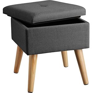 TecTake Repose-Pied Carré avec Coffre de Rangement Pouf Tabouret Pieds en Bois Aspect Lin Couvercle Amovible – Diverses Couleurs (Gris Foncé) - Publicité