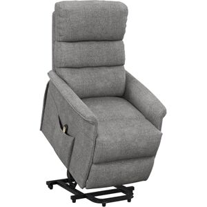 HOMCOM Fauteuil releveur inclinable avec Repose-Pied Fauteuil de Relaxation électrique avec télécommande, roulettes et Pochette, Tissu de Lin Gris chiné - Publicité