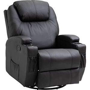 HOMCOM Fauteuil Luxe de Relaxation et Massage Inclinaison Dossier Repose-Pied réglable revêtement synthétique Noir - Publicité