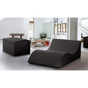 Talamo Italia Lit pliant Annabella, Pouf convertible en lit double, 100% Made in Italy, Pouf convertible en chaise longue en éco-cuir, Cm 100x200h70, Noir - Publicité