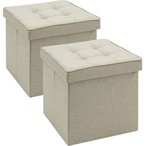 WOLTU Lot de 2 Tabouret Cube de Rangement Repose Pieds Pliant,Couvercle Amovible siège en Lin, 37,5x37,5x38cm (L x L x H), Beige - Publicité