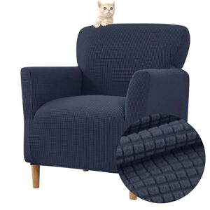 Highdi Housse de Fauteuil Extensible 1 Place, Jacquard Housse de Fauteuil Club Couverture de Fauteuil Chesterfield Lavable Protecteur de Fauteuil pour Salon Tub Chair Canapé (Bleu foncé) - Publicité