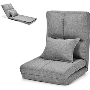 COSTWAY Chaise Longue Réglable Fauteuil Relax de Sol Matelas Pliant, Canapé Paresseux avec Pouf Confortable et Dossier Ajustable de 5 Positions pour Méditation, Lecture,Jusqu’à 100KG (Gris) - Publicité