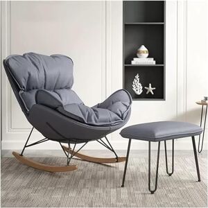 SOYDAN Canapé Loisirs Bascule avec Fauteuil Dossier Haut Et Pouf for Salon Fauteuils Inclinables Bascule Cuir Microfibre avec Pieds Bois Massif (Color : Gray-2) - Publicité