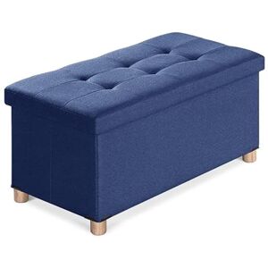 BRIAN & DANY Banc de Rangement, Pouf Coffre Rangement avec Pieds de Tabouret, Coffre de Rangement, Coffre a Jouet, Pouf Salon, Bleu, 76 x 38 x 38 cm - Publicité