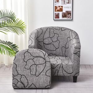 Surwin 3D Feuille Fleur Housse de Fauteuil, 2 Pièces Housse Fauteuil avec Housse de Coussin Antidérapant Couverture de Fauteuil pour Salle à Manger, Salon, Café (Gris foncé,One Size) - Publicité