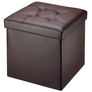 BRIAN & DANY Pouf Coffre de Rangement Tabouret Pliant Pouf de Pliable Cube Simili Cuir, 38 x 38 x 38 cm, Brun - Publicité