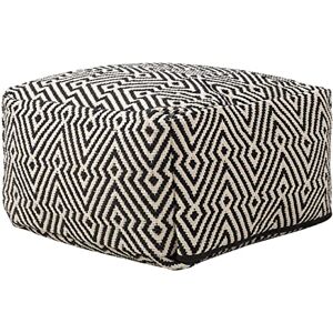 Beliani Pouf de Type Ottoman de Forme Rectangulaire 50 x 50 x 30 cm en Coton Noir et Blanc avec Motif Traditionnel pour Salon ou Chambre - Publicité