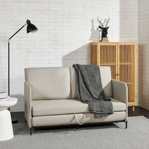 [en.casa] Canapé 2 Places Convertible Banquette Lit d'Appoint BZ Canapé-Lit Futon Divan pour Studio Salon Chambre d'Invité Acier Polyester 78 x 125 x 67 cm Beige - Publicité