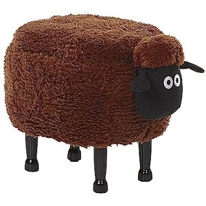 Beliani Pouf Tabouret pour Enfant en Forme de Mouton en Tissu Marron et Pieds Bois avec Coffre de Rangement - Publicité