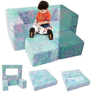 MeMoreCool Canapé pour Enfants, Brillant dans Le Noir, Canapé Pliable pour Chambre à Coucher, Meuble Chambre Enfant, Chauffeuse 1 Place, Mini Canapé Convertible Modulaire pour Salle de Jeux - Publicité