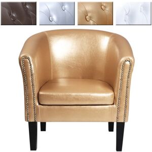 Miadomodo ® Fauteuil Chesterfield Lot de 1 ou 2, en Simili Cuir et Bois, avec Éléments Décoratifs en Cuivre, 58 x 71 x 70 cm, Couleur au Choix Chaise, Cabriolet, Meuble de Salon (Lot de 1,Doré) - Publicité