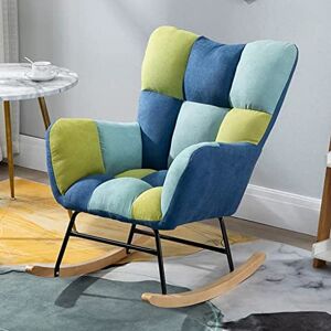 ZYWWW Chaise à Bascule Comfyrocking Chair Chaise à Bascule Moderne en Tissu avec accoudoirs, Chaise Longue en Velours avec Coussin épais pour Le Salon (Couleur : Bleu-2) - Publicité